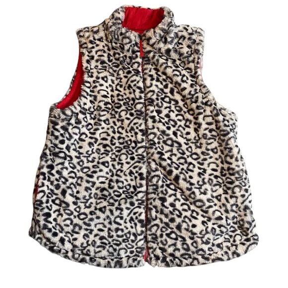 Maurice's Women’s 1X Faux Fur Reversible Puffer Vest Cheetah Print Red Mob Wife‎ - Picture 1 of 9